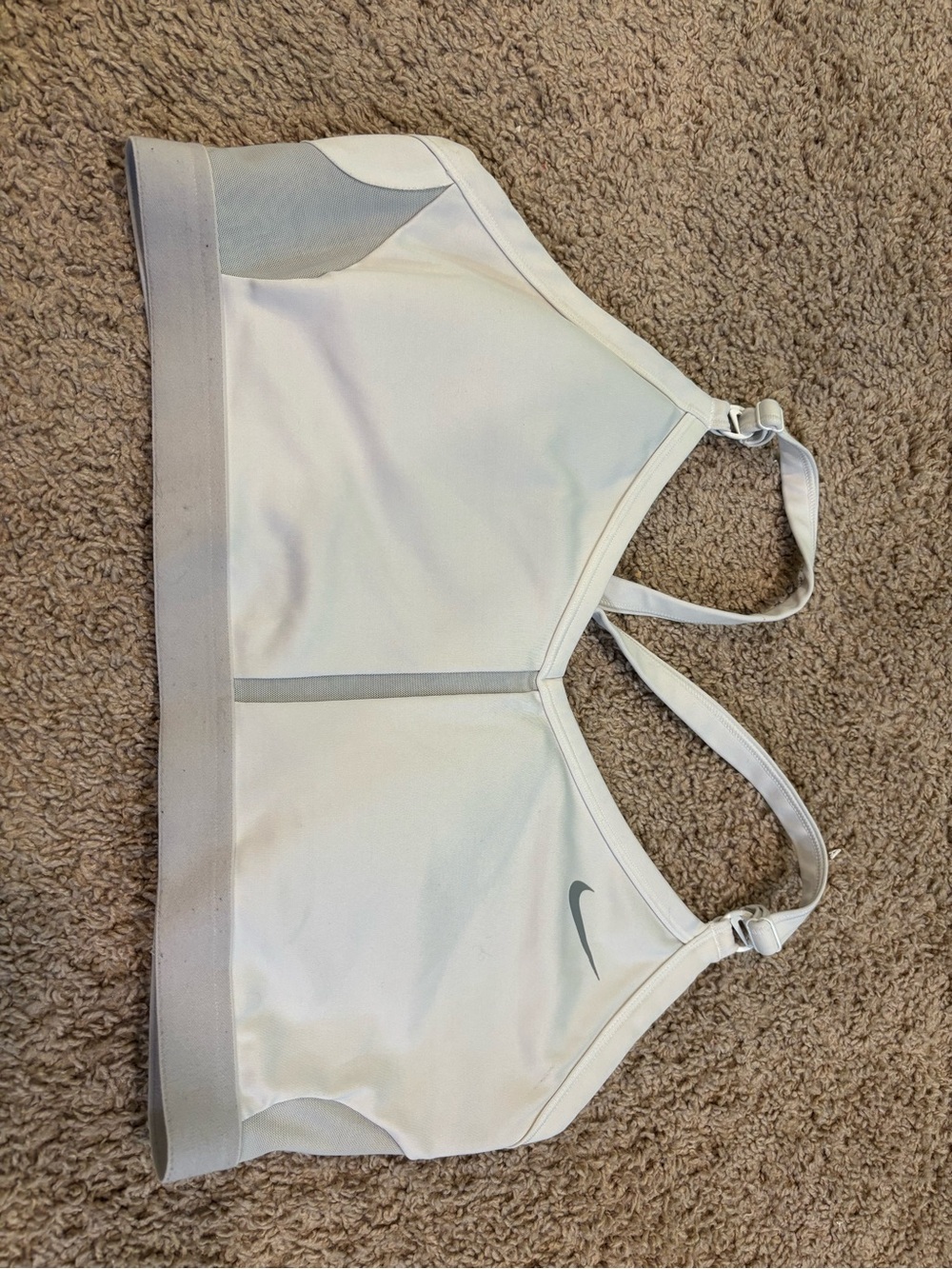 Nike White and Light Gray Sport Bikini Top